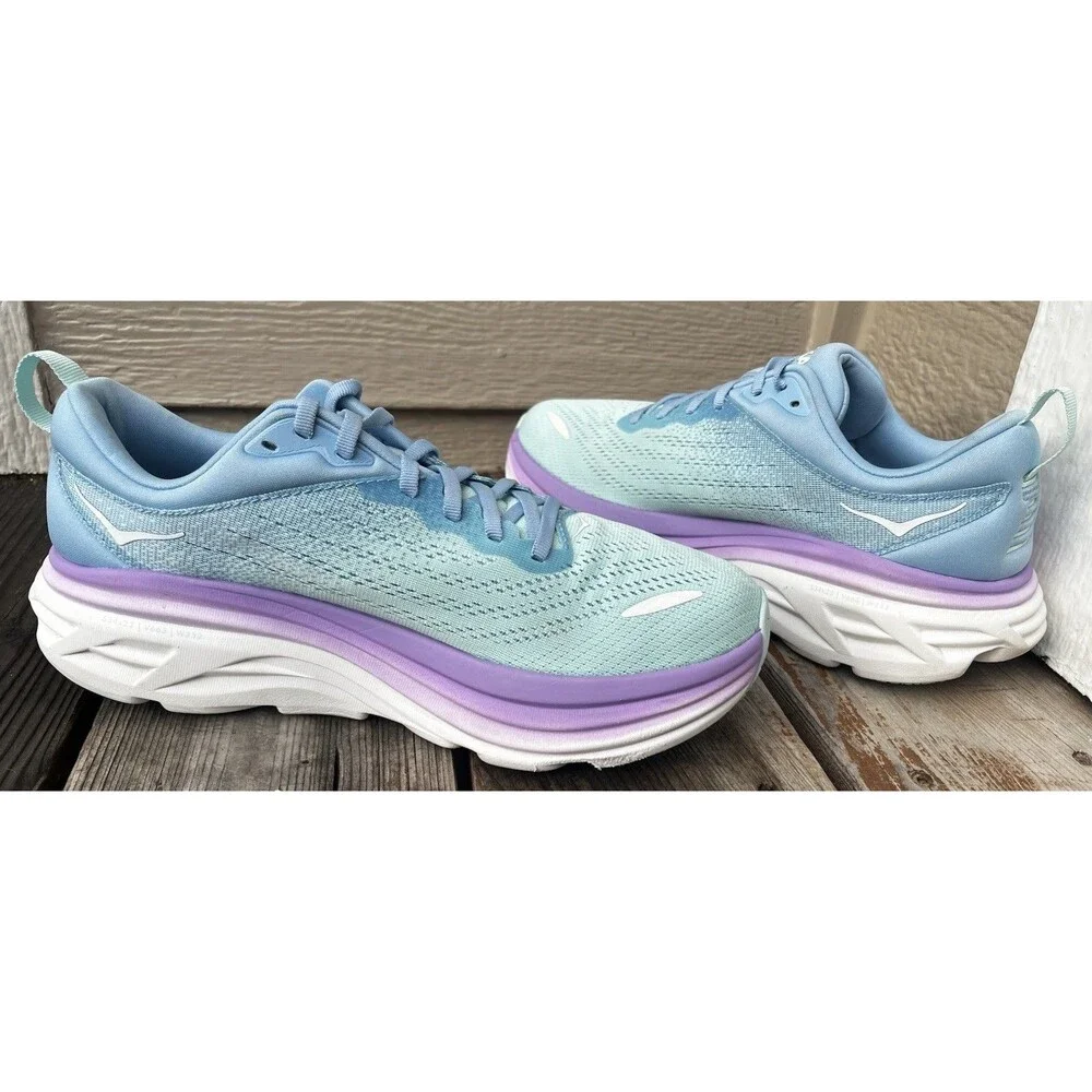 Hoka One One Bondi 8 Women’s 9.5B Running Shoes Airy Blue/Sunlit Ocean